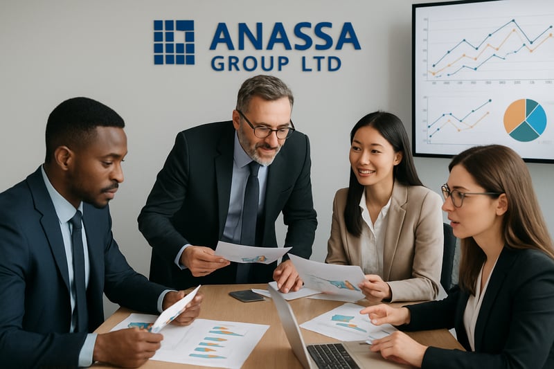 Professional team analysing data charts at Anassa Group Ltd